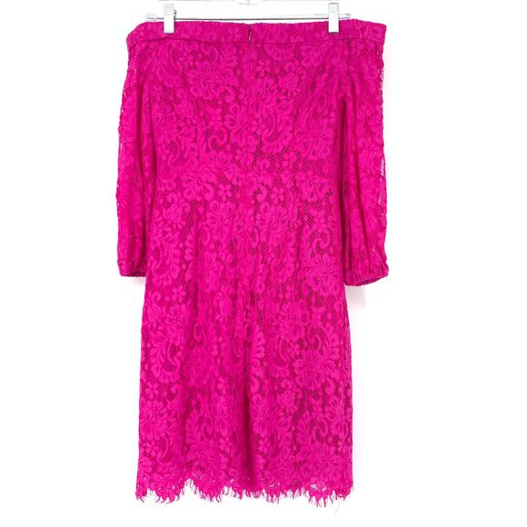 Trina Trina Turk Women's Size 2 Azul Off The Shoulder Lace Dress Fuchsia Pink - Picture 2 of 7